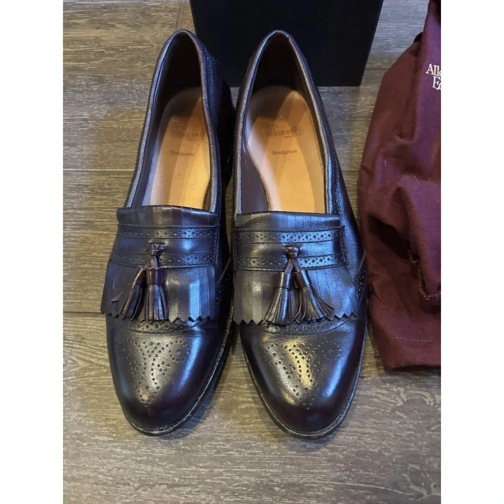 Allen Edmonds Shoes Mens Size 14 AA Burgundy Bridgeton Tassel Loafers USA